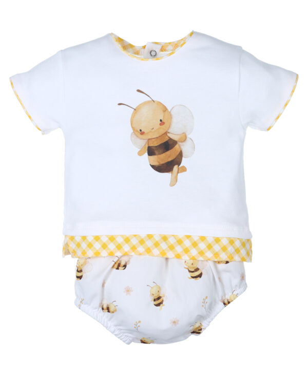 Conjunto ranita  algodon abejas