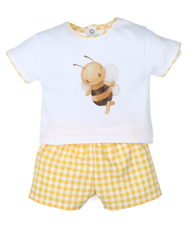 Conjunto  algodon bermuda  abejas