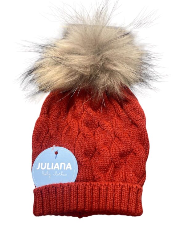 Gorro  con pompon natural rioja