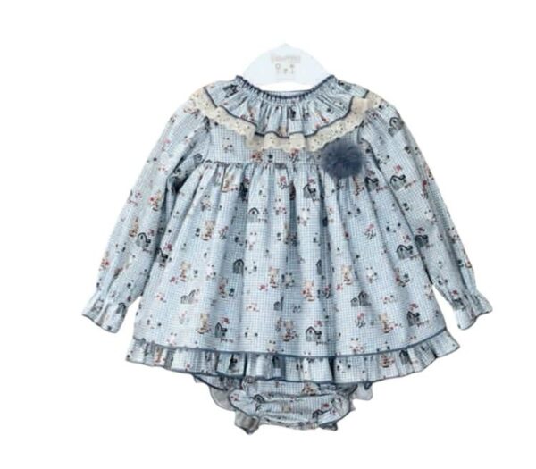 Vestido + culote azul fam. casitas