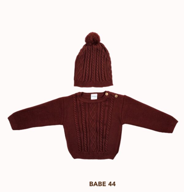 Jersey punto con gorro burdeos
